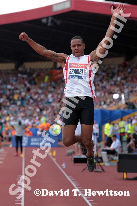 Dan Bramble in the long jump at the Sainsbury's British Championships, Birmingham.